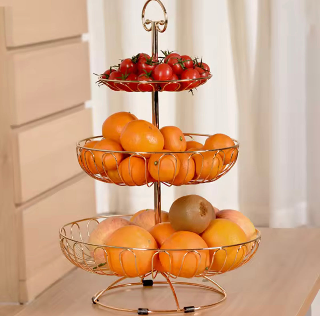 3 Layer Retro Style Fruit Basket, Countertop Metal Fruit Basket, Decoration Fruit Rack, Kitchen Fruit Basket Rack 3 Layer Retro Style Fruit Basket, Countertop Metal Fruit Basket, Decoration Fruit Rack, Kitchen Fruit Basket Rack